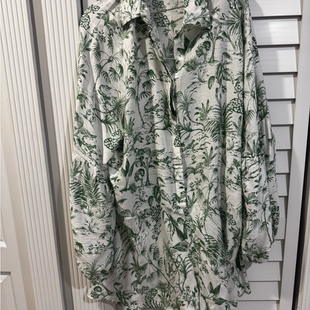 Petal & Pup Green and White Botanical Womens ROMPER